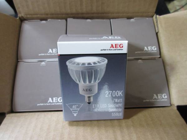 送込/AEG ハロゲンタイプ（ミラー径50ミリタイプ）LED電球 50w相当 電球色 広角 40° E11口金 LDR7L-W-E11 調光対応 12個セット 新品 69
