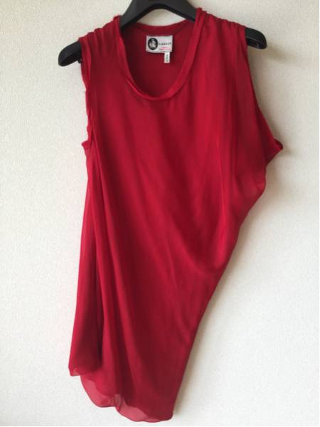 ランバン LANVIN シルク 真紅の異素材トップス XS used