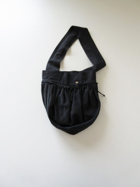 Lin francais d'antan / ラン フランセ ダンタン ヘリンボーン リネンラウンドバッグ * ブラック 黒 ハンドバッグ トートバッグ