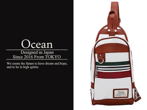 【送料無料】OCEAN/オーシャン BG-017 ダブルライン ボディバッグ PUレザー 男女兼用 [04/WHITE] 大人/メンズ/レディース/人気/白