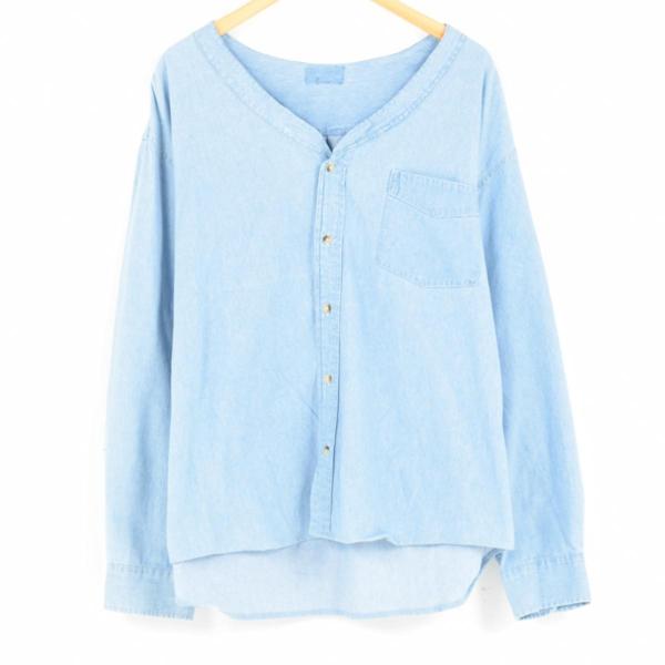 JAMリメイク 長袖 デニム ベースボールシャツ メンズXL/wad0205