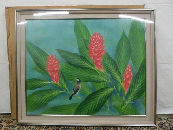 E06974 児玉天来 1 「赤道下の花」 肉筆紙本 F30 額装