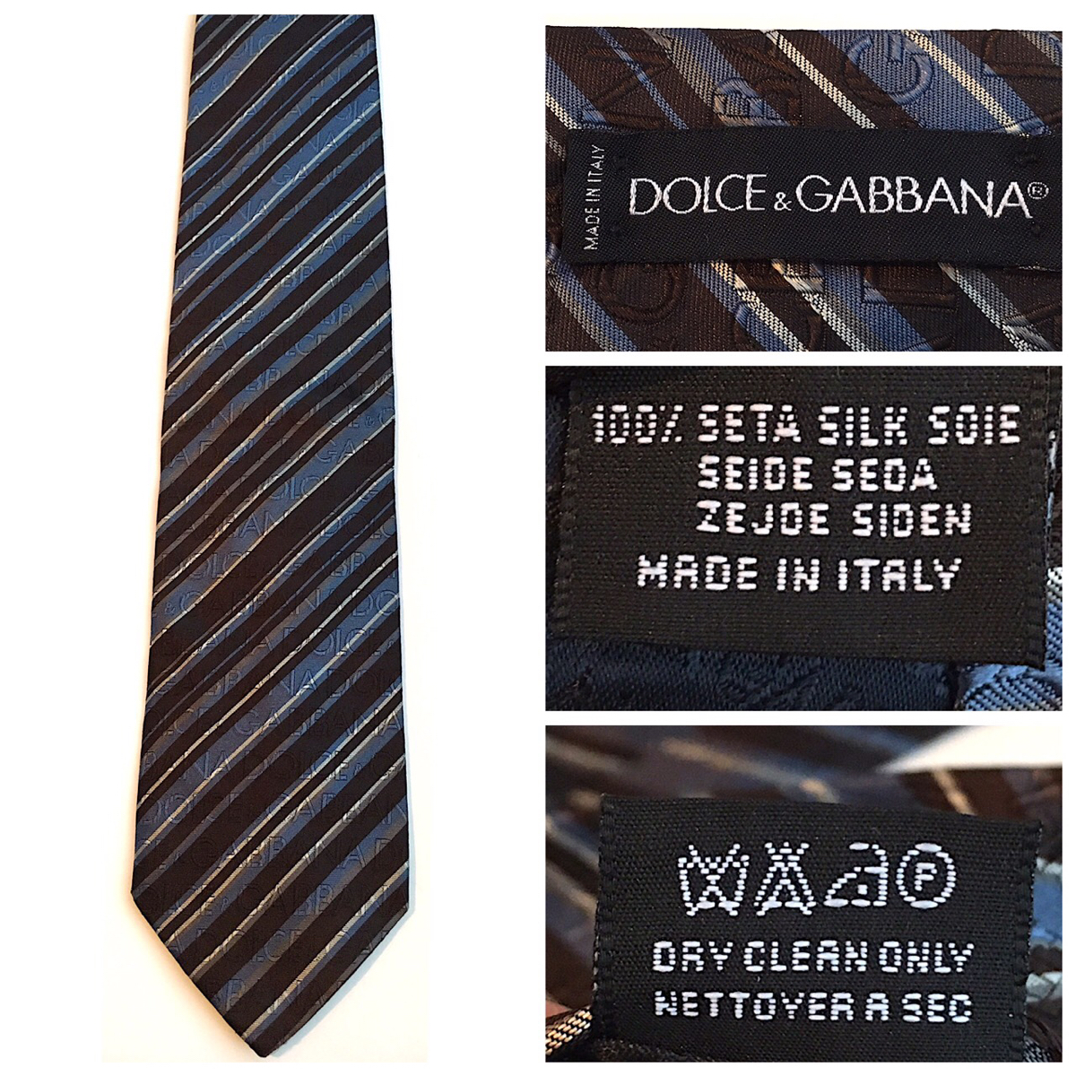 美品】DOLCE&GABBANA ドルチェ&ガッバーナ ネクタイ ブラウン 茶