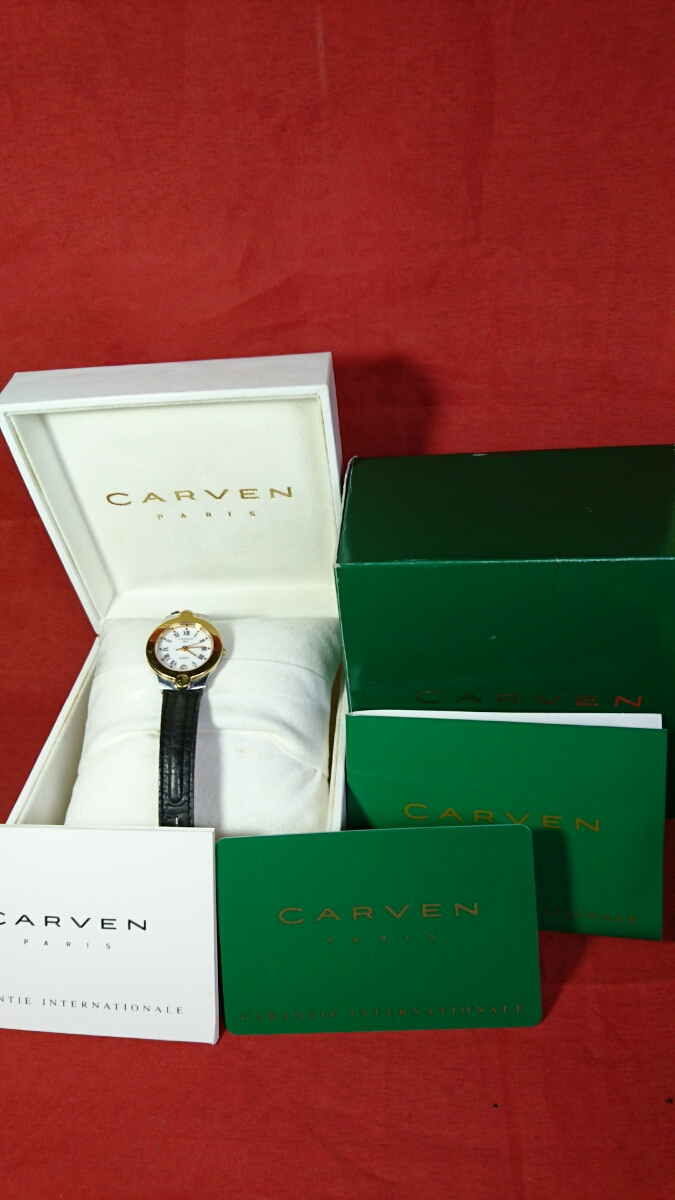 ☆CARVEN クォーツ 腕時計☆スイス製、電池交換済、女性用、防水、日付