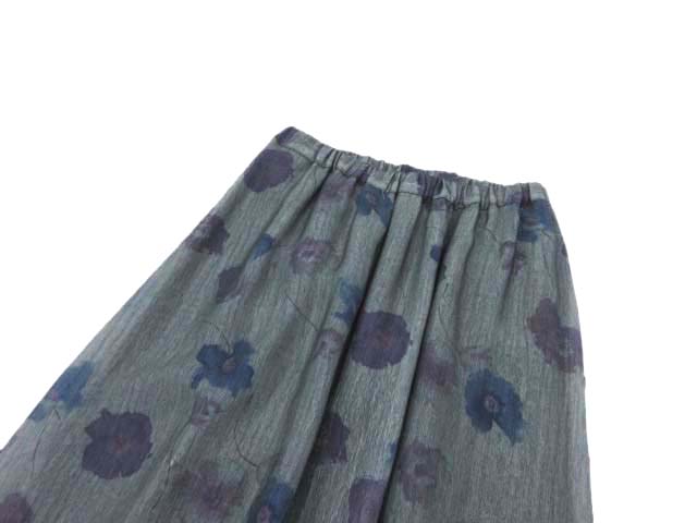 イクコ IKUKO ロングスカート イージー フレアー お花モチーフ グレー