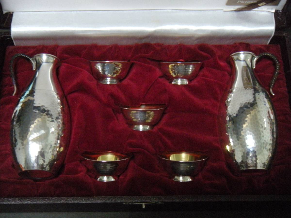 ☆ Silver/純銀製/酒器セット【徳利×2、盃×5】USDE♪