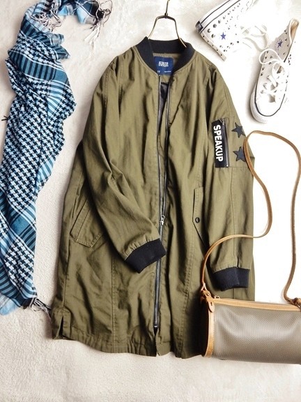 ザラ ZARA バックロゴミリタリーロングブルゾン♪