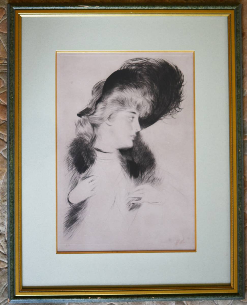 ART - ポール・セザール・エリュー 女性像 人物画 作家直筆サイン 絵画 版画 真作保証 ポール・セザール・エリュー 婦人像 ドライポイント ポール・セザール