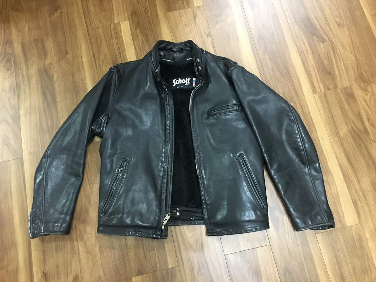 schott ショット シングルライダースジャケット(立ち襟) 黒 サイズ40 