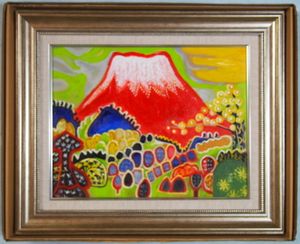 風景画 油絵 片岡球子 F6号 梅 額付き 手描き 肉筆 【公式通販】