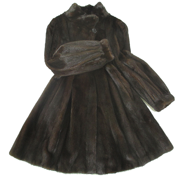 930★毛綺麗で柔らか サガミンク SAGA MINK ダークミンク セミロングコート 13号