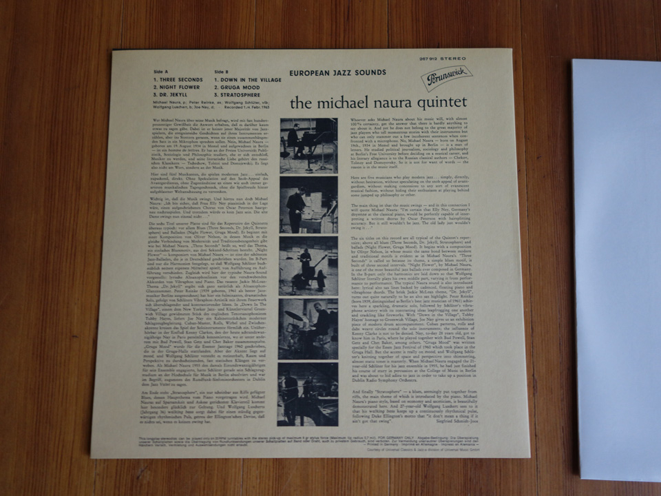 EUROPEAN SOUNDS JAZZ Jazz ⁄ QUINTET 澤野工房 MICHAEL NAURA – LP