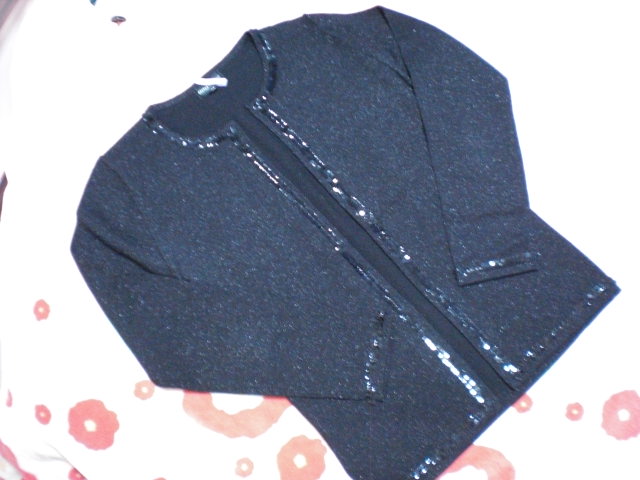 格安☆美品☆ アンサンブルニットセット ウール スパンコールラメ 長袖カーディガン ノースリーブニット Mサイズ ９号