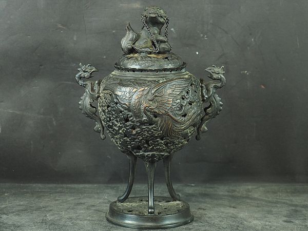 新品，新作 中国 明時代 古銅製 透彫鳳凰紋獅子摘香炉 古美術唐物古玩骨董品 AF2369(銅製)｜売買されたオークション情報、yahooの商品情報をアーカイブ公開 - オークファン その他