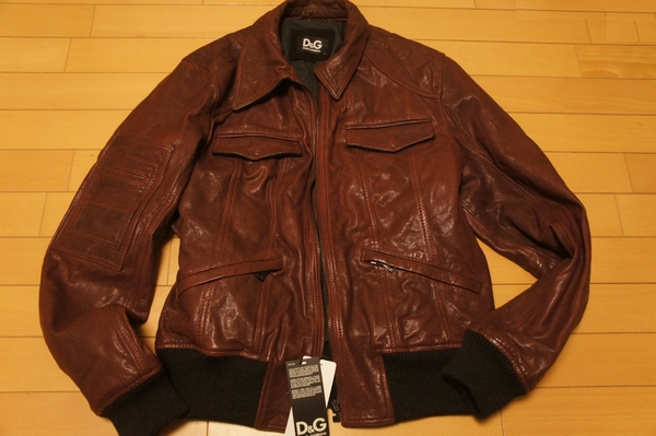 新品タグ付 ドルガバ DOLCE&GABBANA レザーブルゾン ジャケット