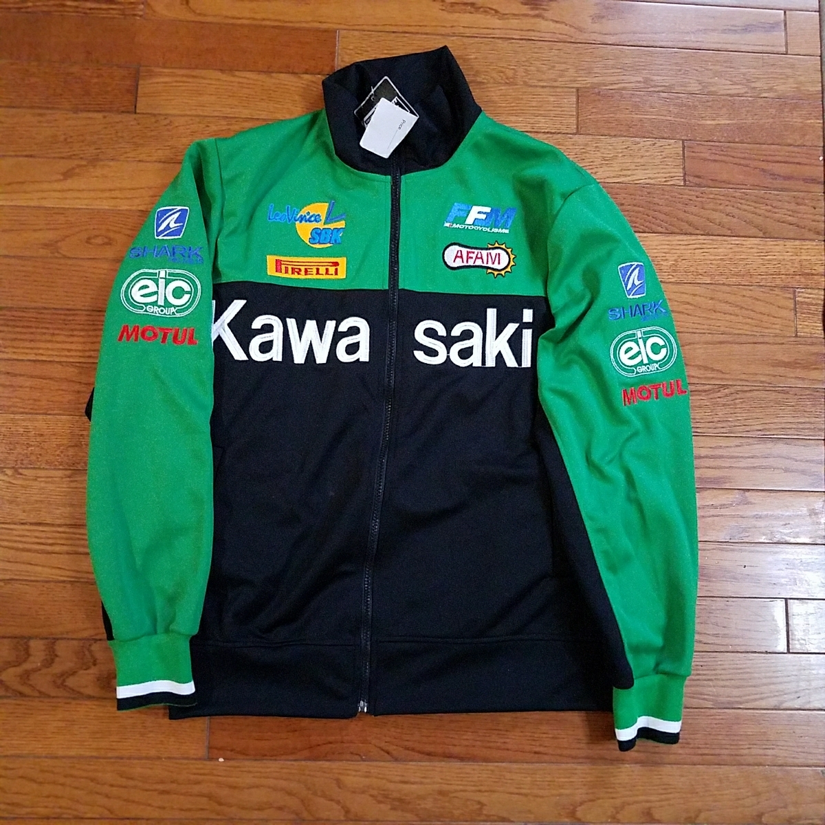 kawasaki レーシングジャージグリーンサイズF 意外性タッグ、クシタニ