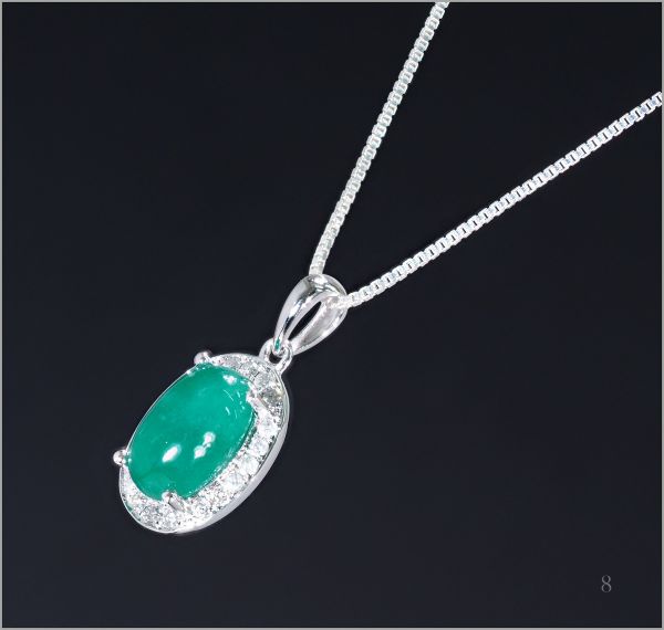 【厳選】【定価120万】最高級 エメラルド ダイヤモンド ネックレス 18金製 18KWG 刻印有≪限定1点≫ [3.255ct] No.8【返品対応可 2
