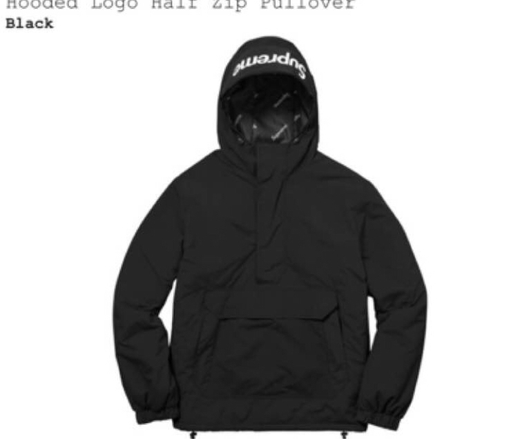 新品未使用 黒 XL supreme プルオーバー ハーフ ジップ Hooded logo Half Zip Pullover シュプリーム 17AW 17FW north face