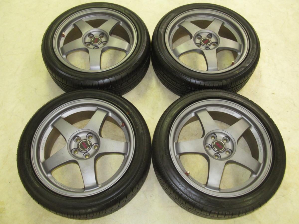 1円スタート売切り！スバル純正オプションSTi5本スポーク 7J-17 off+48 pcd100/5H 215/45R17 タイヤ付き4本セット