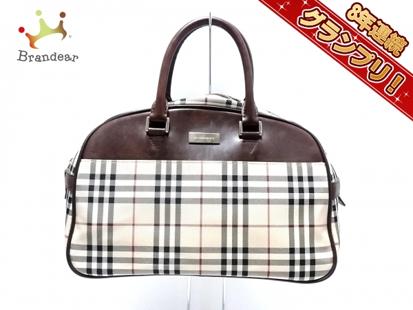 取扱 店 Burberry レザー ハンドバッグ 黒/ベージュ 【公式通販】
