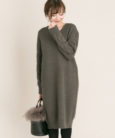 アーバンリサーチ★ROSSO 片畦ニットワンピース