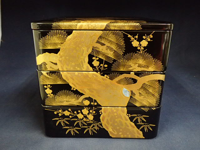 木製 漆器の井助 重箱 三段重 5寸 内朱 白木塗 ナチュラル タモ