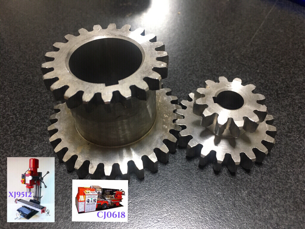 樹脂製ギアから金属製ギアに交換してパワフルにしよう！卓上旋盤CJ0618系その他 & フライス盤 XJ9512 用 主軸変速 金属製ギヤ2点セット10-5