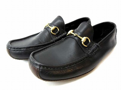 グッチ GUCCI ローファー ドライビングシューズ 靴 ビット レザー 黒