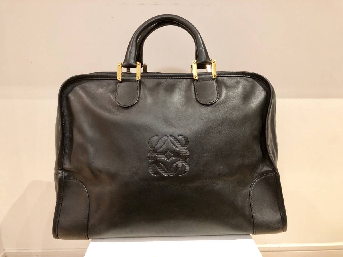 LOEWE ロエベ 正規店購入 アマソナ レザー・ ハンドバッグ ブラック 訳 