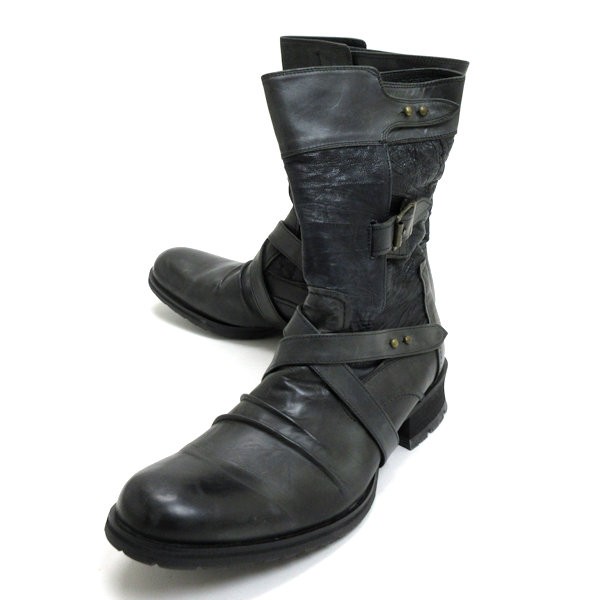 本物保証，送料無料 44 アバカ/abaca 紐巻き サイドジップロングブーツ 黒MENS/I(27.0cm)｜売買されたオークション情報、yahooの商品情報をアーカイブ公開 - オークファン 27.0cm