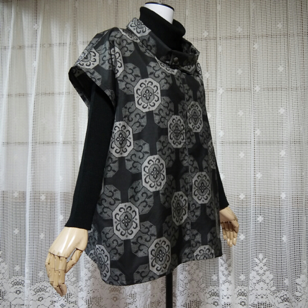 着物リメイク ベスト ポンチョ 和柄 ポンチョ風 チュニック KIMONO DIY 