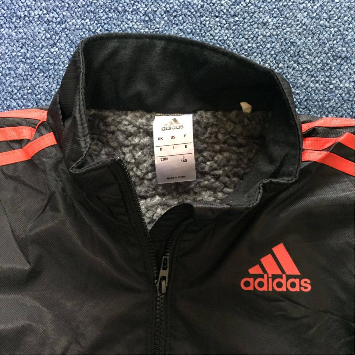 美品★adidas★アディダス★裏ボア ベンチコート★140★ブラック ベンチコート adidas 裏ボア 裏起毛 大特価 L