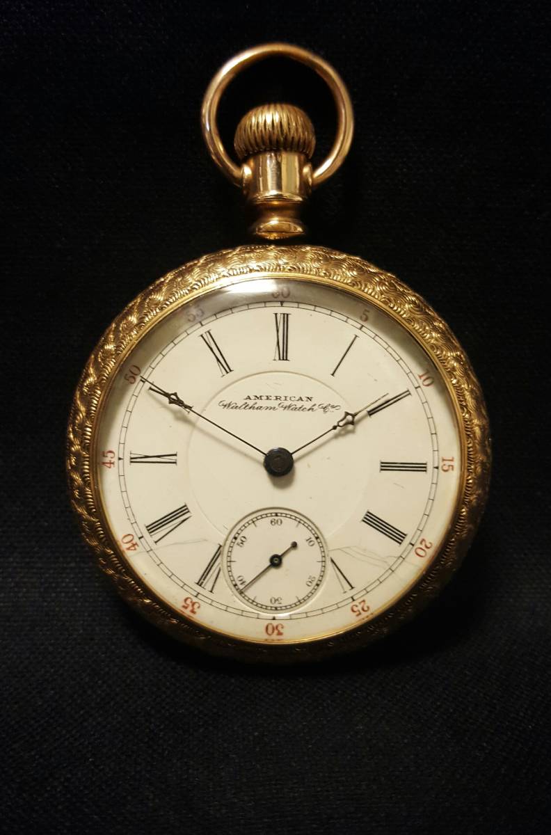 懐中時計 アンティーク Bonhams : Waltham. A fine and rare 14K gold open face 