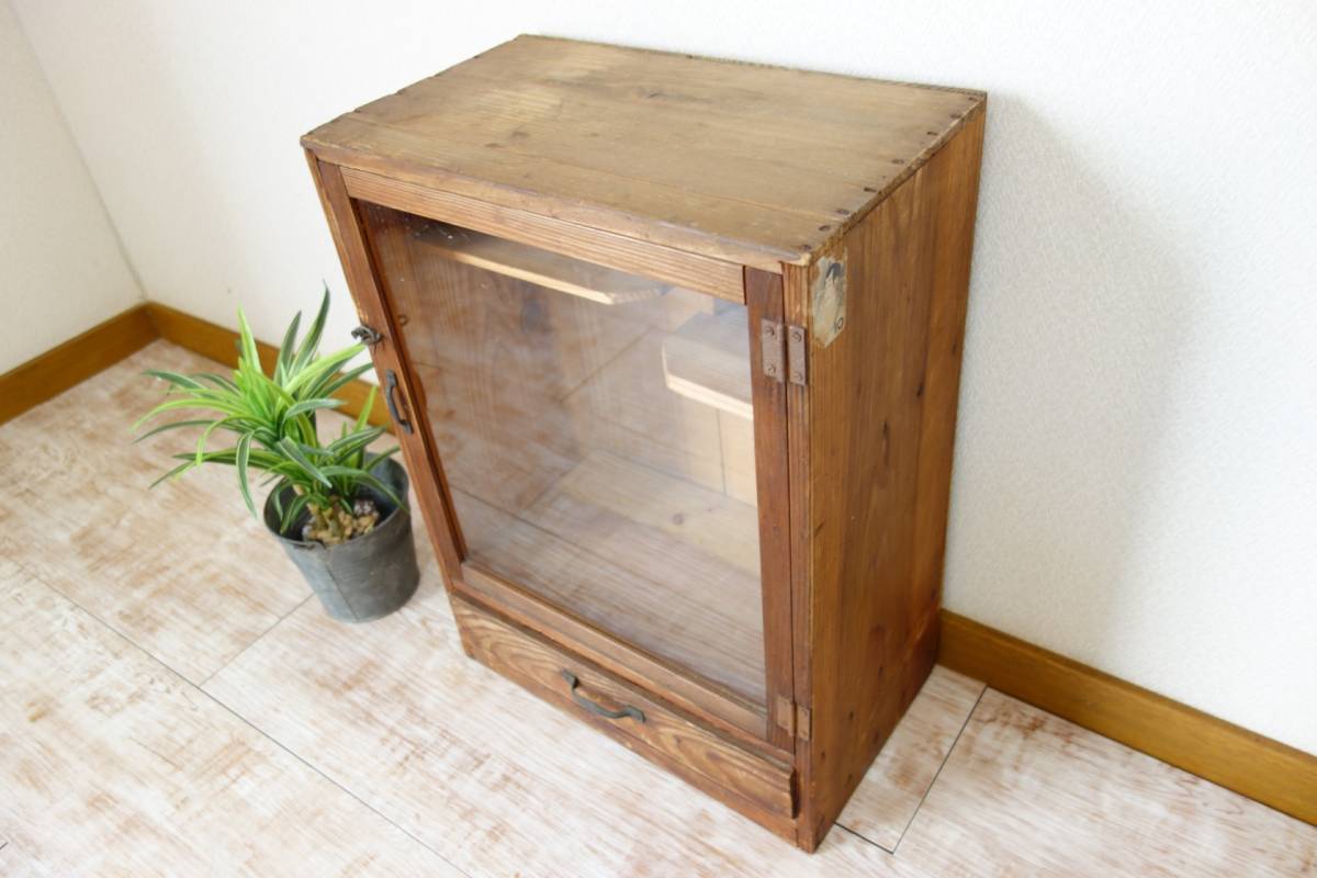 古い木製 ガラスケース◇昭和レトロ ショーケース 木枠 陳列 卓上
