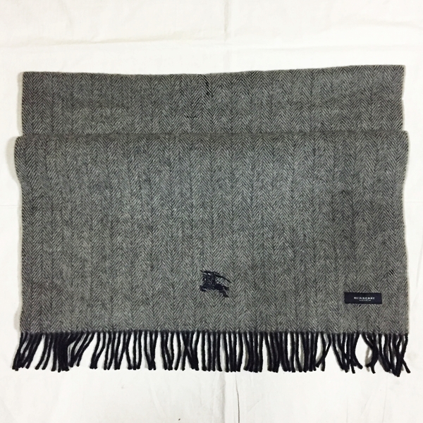 BURBERRY LONDON ひざ掛け ブランケット ツイード ウール バーバリー ロンドン 灰
