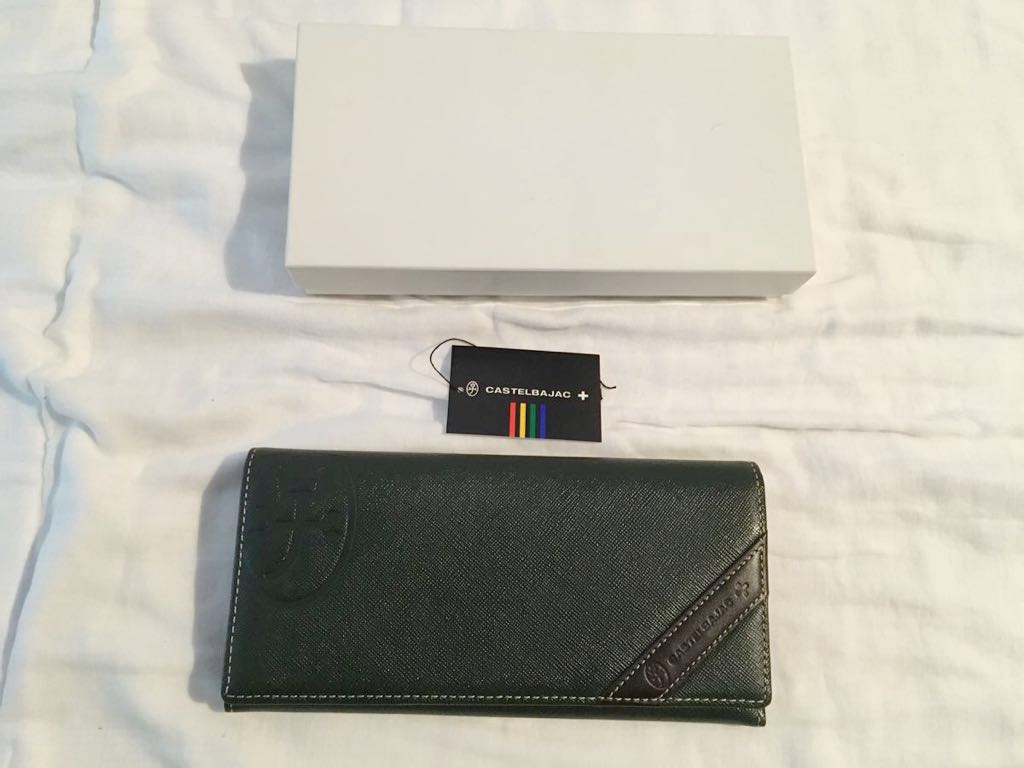 【中古】カステルバジャック CASTELBAJAC 長財布 緑 牛革