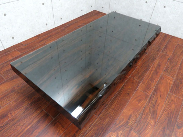黒檀 座卓 一枚板 最高級「真黒」 □展示品□黒檀□最高級□極厚□無垢□一枚