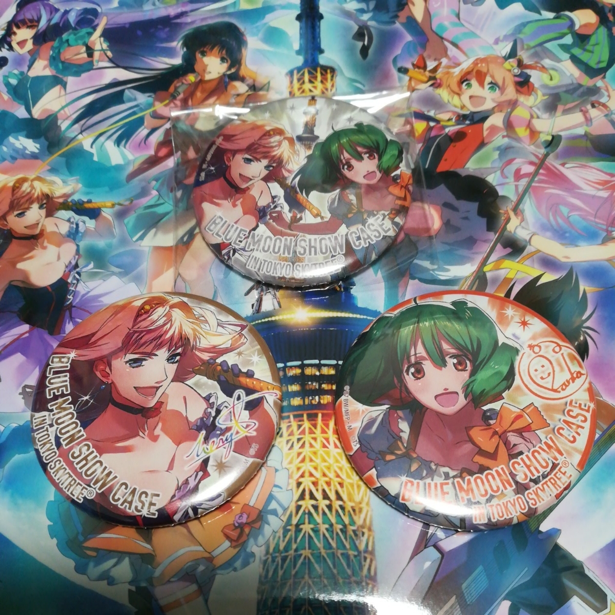 ☆マクロス 35周年 東京スカイツリー BLUE MOON SHOW CASE 缶バッジ 3種☆