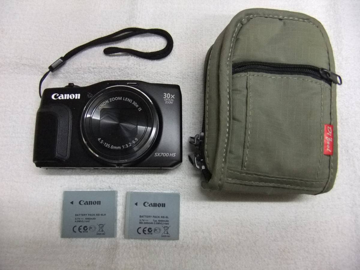 美品Canon PowerShot SX700 HS 黒　バッテリー2個 ケース CANON キャノン PowerShot SX700 HS 30倍ズーム 予備バッテリー