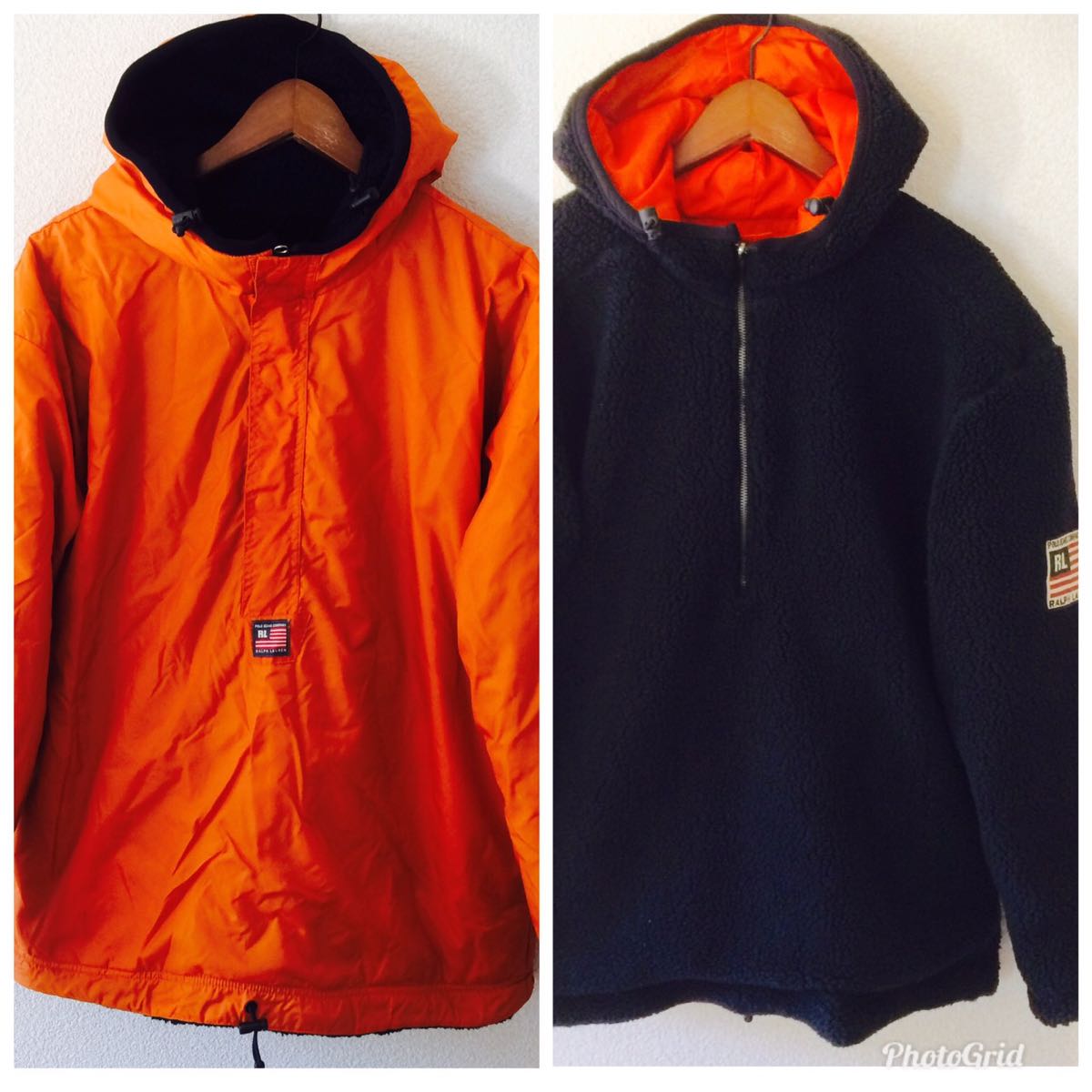 Polo Ralph Lauren Big Logo ストレート ラルフローレン POLO JEANS COMPANY ポロジーンスカンパニー リバーシブル アノラックパーカー ボアフリース×ナイロン