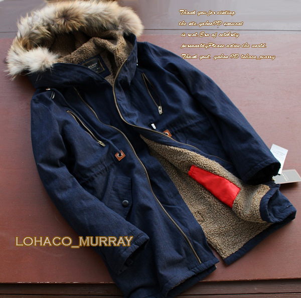 新品■紳士SPAINZARA 紺L*メンズ premium デニム モッズコートL リアルファー フード あたたか裏ボア 袖中綿キルト ★他同梱可600即日発送