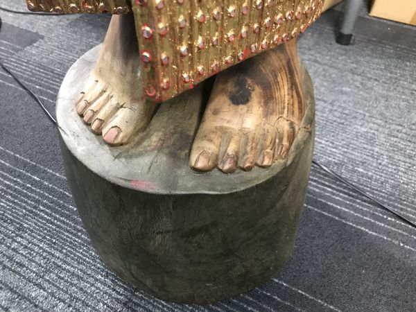 ☆ アジアンテイスト 木彫彫刻 女性像 オブジェ 高さ約165㎝ ☆ 訳あり