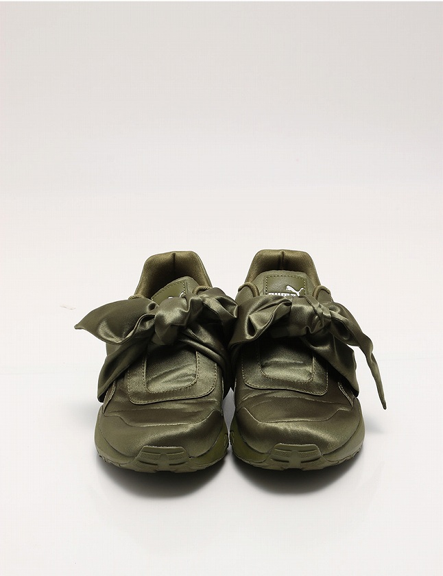 プーマ PUMA スニーカー ローカット カーキ 緑 シューズ 23.5 サテン リボン FENTY by Rihanna BOW SNEAKER 365054 04 保存袋付き