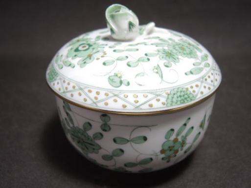 1524/☆マイセン インドの華 グリーン シュガーポット MEISSEN 【公式