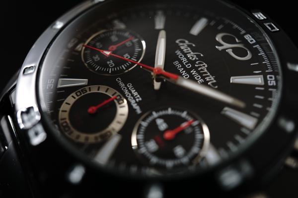 1円×3本 世界限定クロノグラフ美しすぎるBLACK腕時計