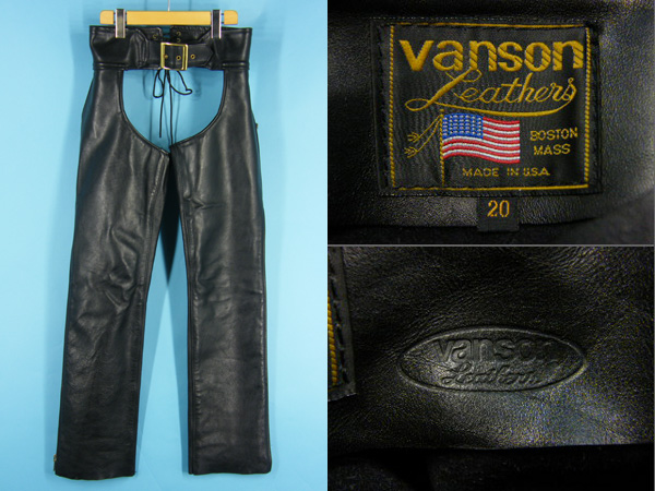 美品 vanson バンソン MCHP レザーチャップス Size 20 #32383 バイカー