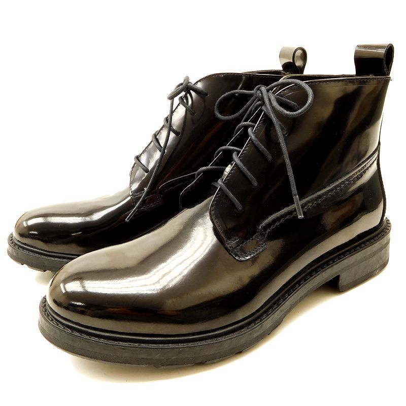 【上質本格派 イタリア製】新品 BOEMOS ボエモス I3-4306 ガラスレザー レースアップブーツ 39 / k1227-3