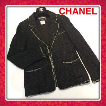 シャネル ブラック CHANEL ジャケット トリム ・ CHANEL（レース 