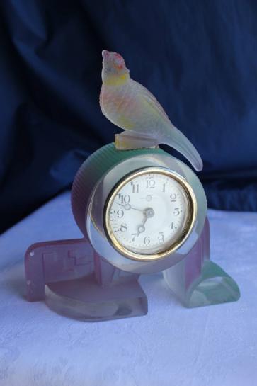 希少 スリガラス 置時計 精工舎 動作確認 アンティーク ウランガラス