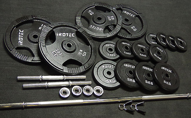 □IROTEC バーベル・ダンベル 約100kgセット プレート アイロテック